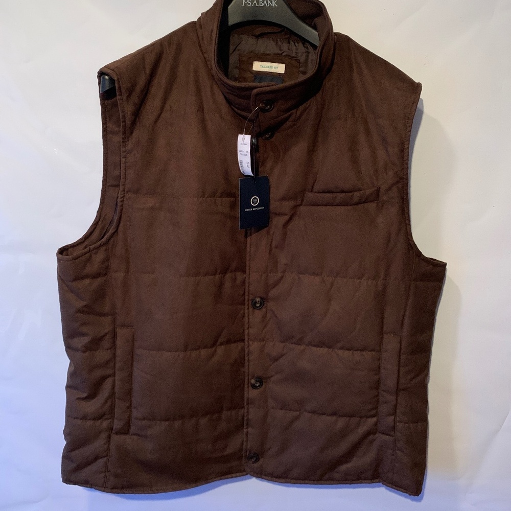 Jos A Bank Mens XL Brown Water Repellent Tailored Fit Vest